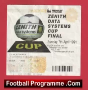 Crystal Palace and Everton 1991 – Full Members Cup Final Ticket Wembley