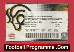 Derby County v Manchester United 2002 - Football Ticket - football memorabilia