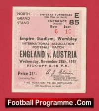 England v Austria 1951 – Match Ticket 1950s