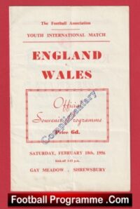 England v Wales 1956 – Youth International at Shrewsbury
