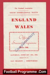 England v Wales 1956 – Youth International at Shrewsbury
