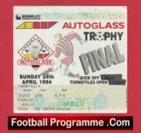 Huddersfield Town v Swansea City 1994 – League Trophy Cup Final Ticket Wembley