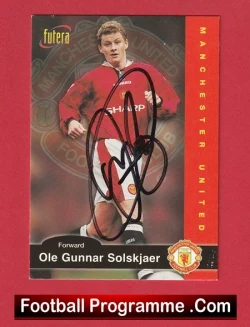 Manchester United Ole Gunnar Solskjaer Autographed Signed Football Card Man Utd - football programme