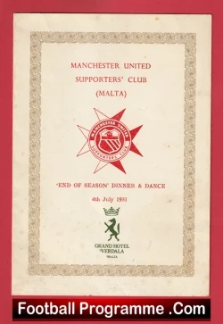 Manchester United Supporters Club Malta Multi Signed Menu 1981 - football memorabilia