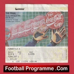 Manchester United v Aston Villa 1994 - League Cup Final Ticket - football memorabilia