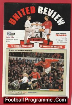 Manchester United v Aston Villa 1995 - Multi Signed Beckham Keane Plus - football programme