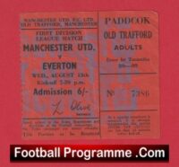 Manchester United v Everton 1969 – Man Utd Football Match Ticket