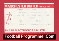 Manchester United v Hull City 1987 - Football Ticket - football memorabilia