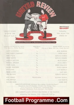 Manchester United v Notts County 1995 - Reserves Ryan Giggs - football programme