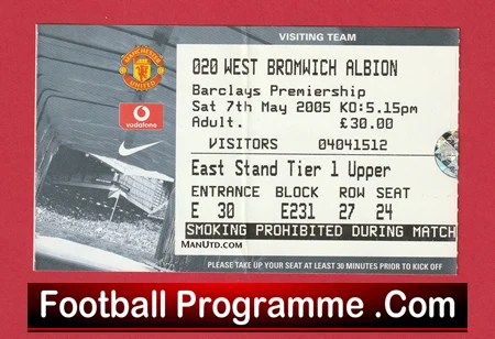 Manchester United v WBA 2005 - Match Ticket - Image 2