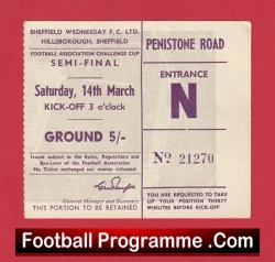 Manchester United v West Ham United 1964 FA Cup Semi Final Ticket - football memorabilia