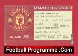 Manchester United v West Ham United 1999 - Football Ticket Treble Season - football memorabilia