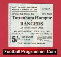 Tottenham Hotspur v Glasgow Rangers 1962 – ECWC Football Ticket