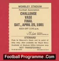 Willenhall Town v Whickham 1981 – Challenge Vase Cup Final Ticket Wembley