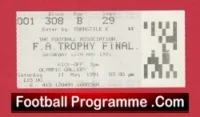 Wycombe Wanderers v Kidderminster Harriers 1991 – FA Trophy Cup Final Ticket Wembley