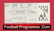 Wycombe Wanderers v Kidderminster Harriers 1991 – FA Trophy Cup Final Ticket Wembley