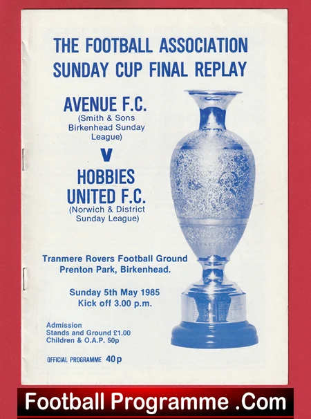 Avenue v Hobbies United 1985 - Cup Final Replay Tranmere Rovers - Image 2