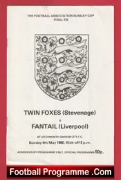 Twin Foxes v Fantail 1980 – Sunday Cup Final at Letchworth FC