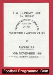Watford Labour Club v Sandwell 1991 – Sunday Cup