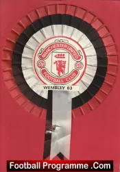 Manchester United Football Rosette 1980’s Man Utd Cup Final Wembley 1983