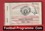 Manchester United Man Utd Season Ticket Book LMTB 1990 1991