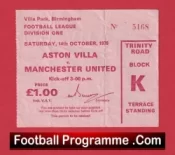 Aston Villa v Manchester United 1978 – Football Ticket