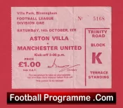 Aston Villa v Manchester United 1978 – Football Ticket