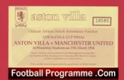 Aston Villa v Manchester United 1994 – Cup Final Ticket Voucher Wembley