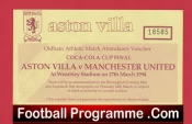 Aston Villa v Manchester United 1994 – Cup Final Ticket Voucher Wembley