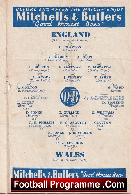 England v Wales 1952 - Schoolboys Duncan Edwards at Birmingham - Image 3