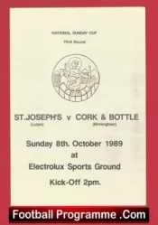 St Josephs v Cork & Bottle 1989 – Sunday Cup Electrolux Ground