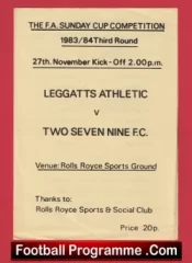 Leggatts Athletic v Two Seven Nine 1983 – Sunday Cup Rolls Royce