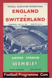 England v Switzerland 1962 – Football Programme