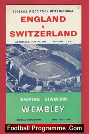 England v Switzerland 1962 – Football Programme