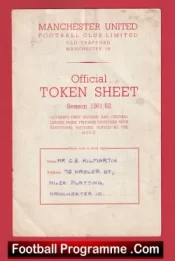 Manchester United Official Token Sheet 1961 – 1962