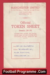 Manchester United Official Token Sheet 1961 – 1962