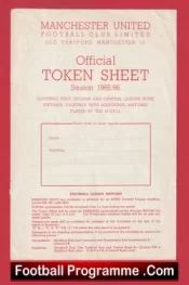 Manchester United Official Man Utd Token Sheet 1965 – 1966