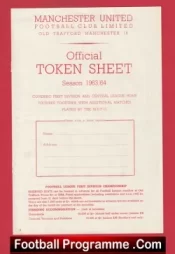 Manchester United Official Token Sheet 1963 – 1964