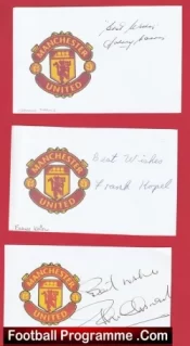Manchester United Football Players Signed Sheets X 4 – Johnny Morris Etc