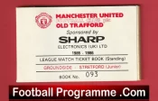 Manchester United Man Utd Season Ticket Book LMTB 1985 1986