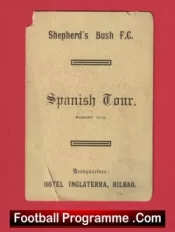 Shepherds Bush Football Club Spain Tour Itinerary Card Bilbao 1913