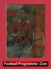 Manchester United Teddy Sheringham Autograph Signed Football Card Man Utd