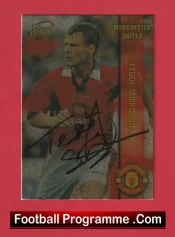 Manchester United Teddy Sheringham Autograph Signed Football Card Man Utd
