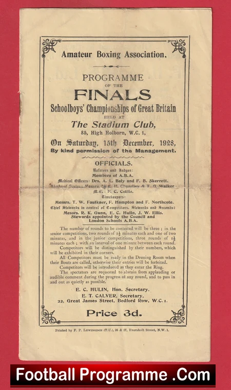 Great Britain Schoolboys Amateur Boxing Championships at Holborn 1928 - Image 2