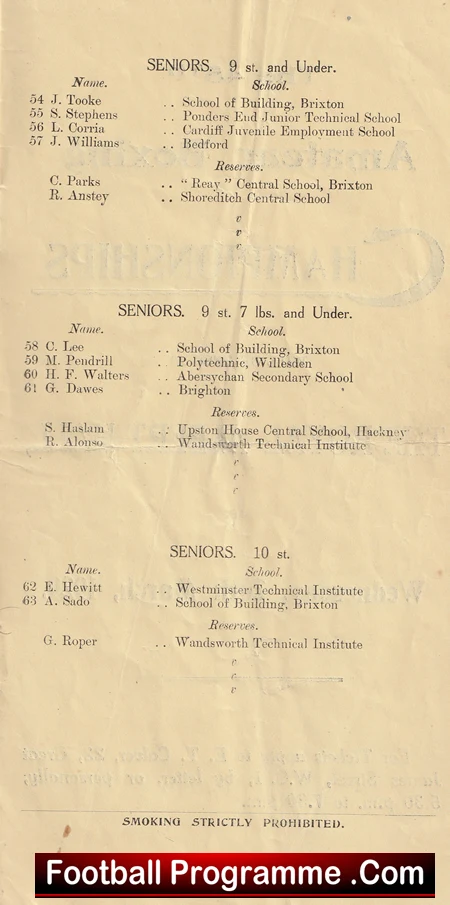 Great Britain Schoolboys Amateur Boxing Championships at Holborn 1928 - Image 8