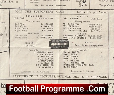 Penarth Rugby v Neath 1946 - 1940's Old Rugby Programme - Image 3