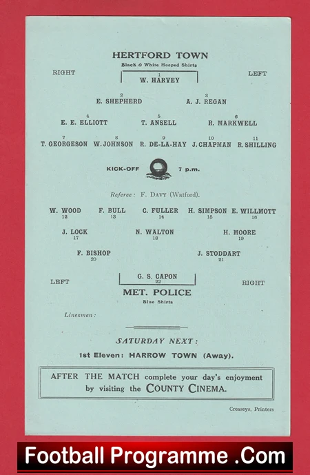 Hertford Town v Metropolitan Police 1947 - Met Police - Image 3