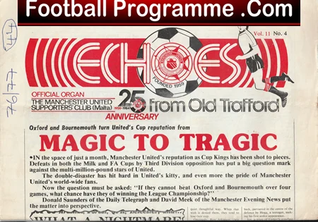 Echoes From Old Trafford Manchester United Malta Paper January 1984 - Image 2