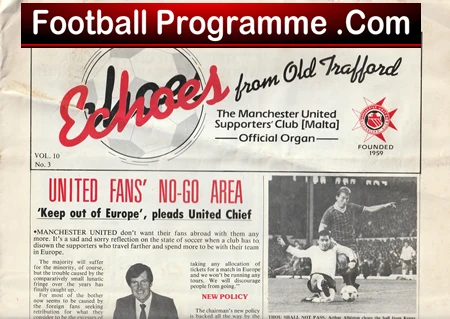 Echoes From Old Trafford Manchester United Malta Paper November 1982 - Image 2