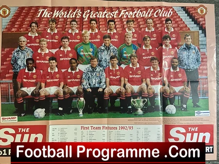 Manchester United Champions 1992 Massive Multi Signed Wall Poster - Image 6